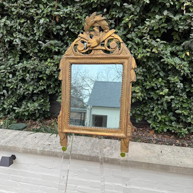 18th c. Hand-Carved Gilt Bridal Mirror (Dove Motif)