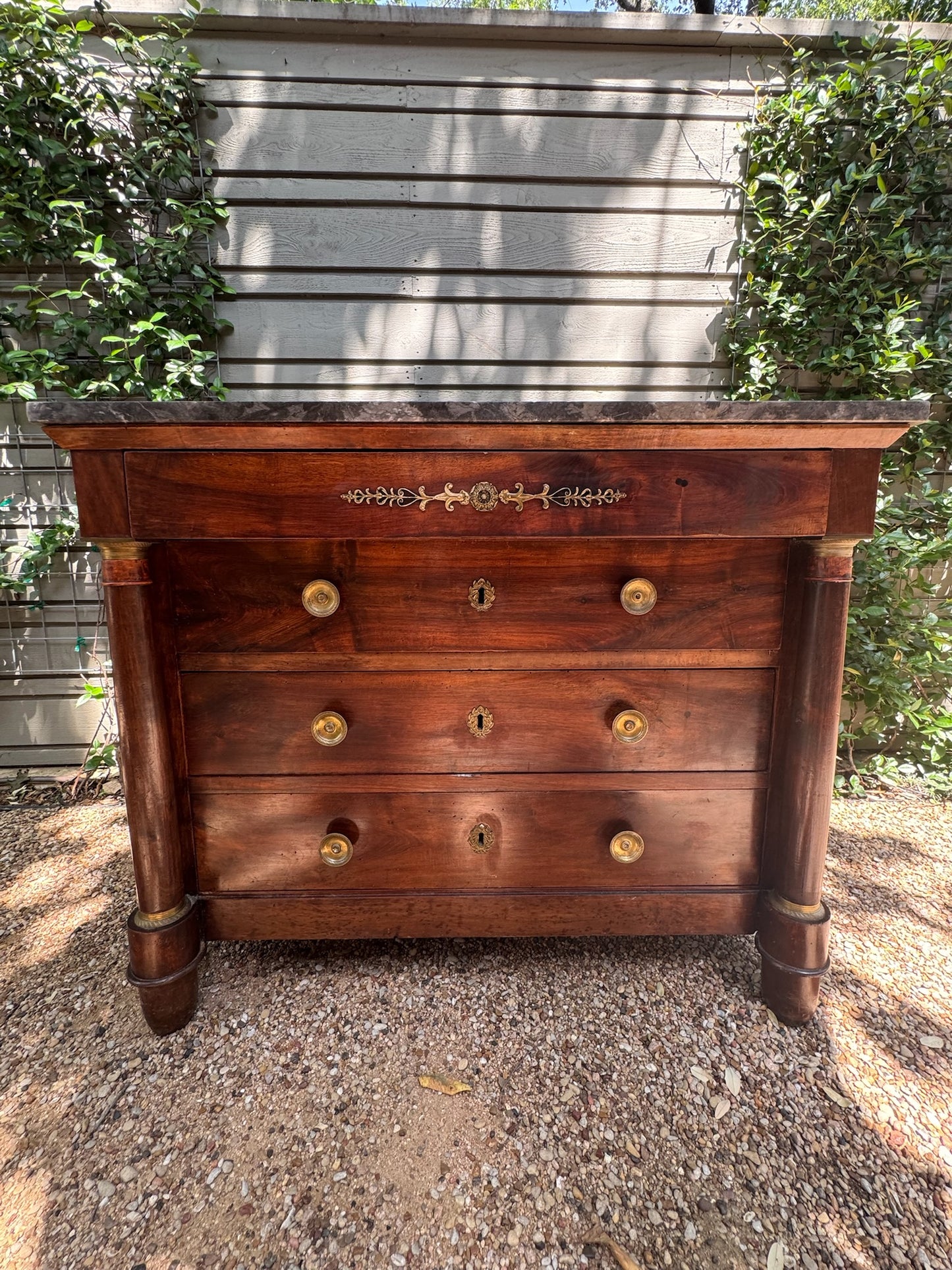 19th c. French Empire Chest with Marble Top