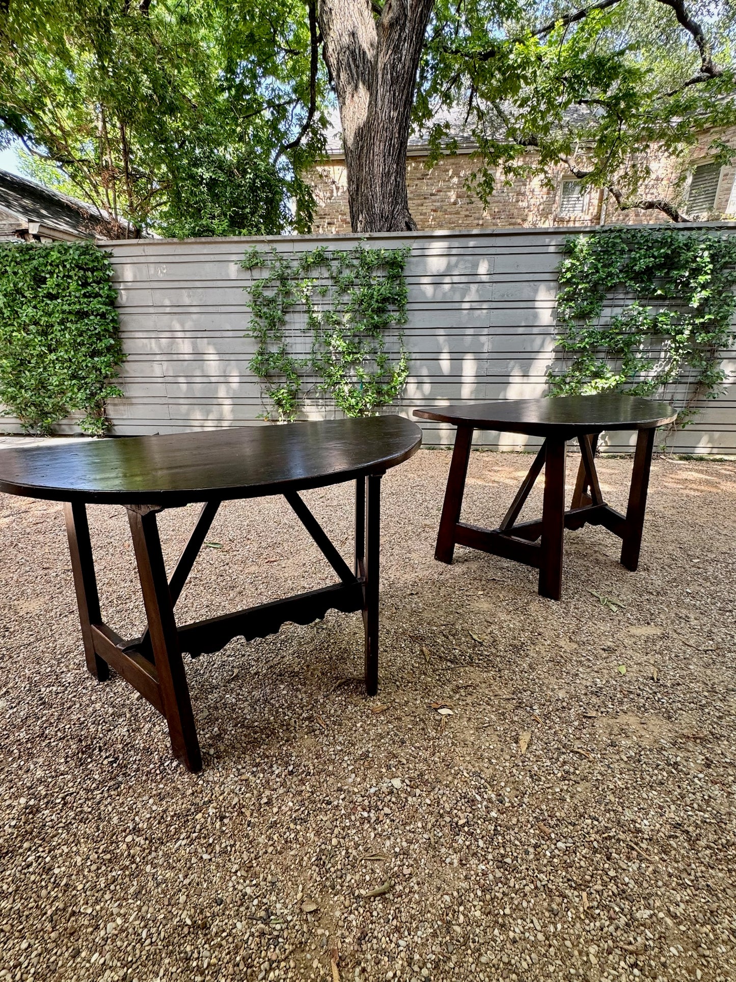 Pair of 18th c. Walnut Italian Demi-Lunes