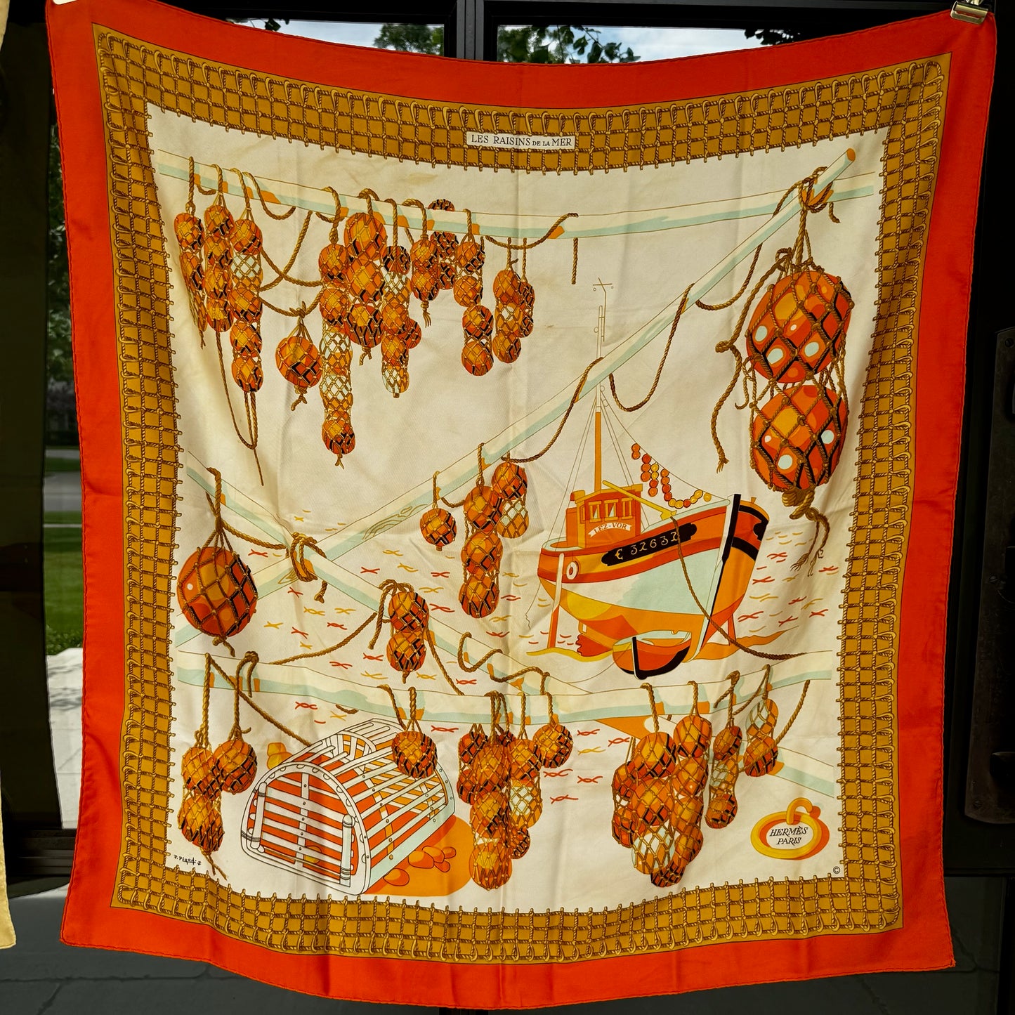 Vintage Hermes "Les Raisins de la Mer" Silk Scarf