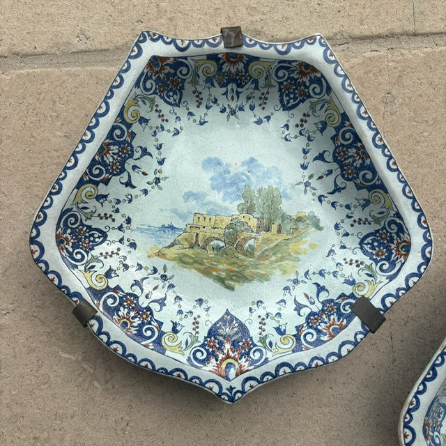 18th c. Longwy Village Pottery Trio