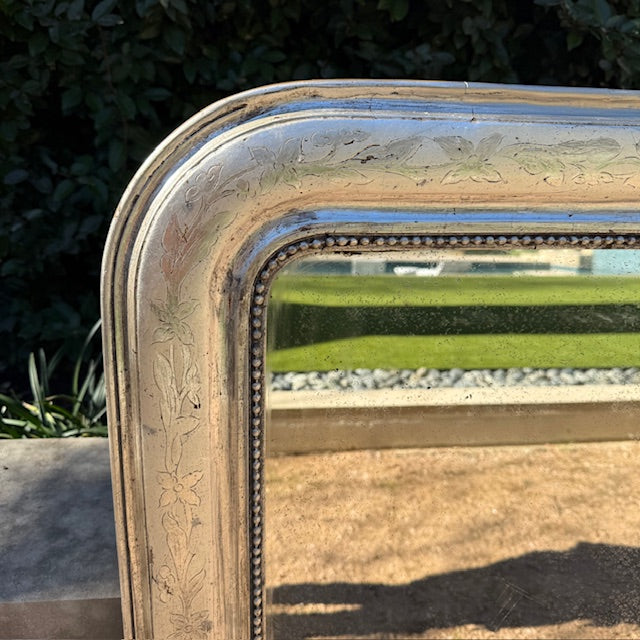 19th c. Large Louis Philippe Mirror, Silver