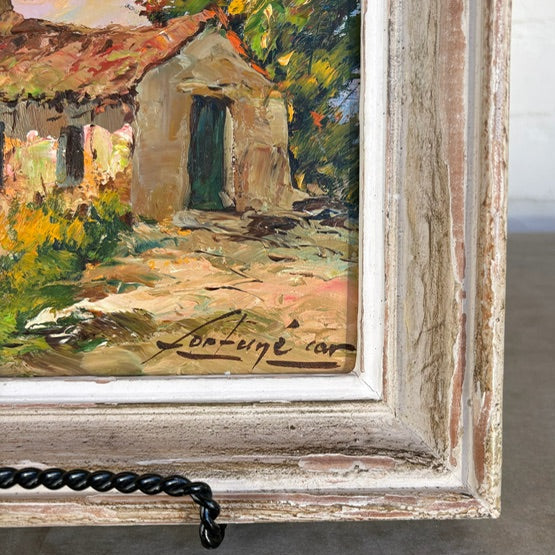 19th c. Small French Provencal Church, Oil on Board
