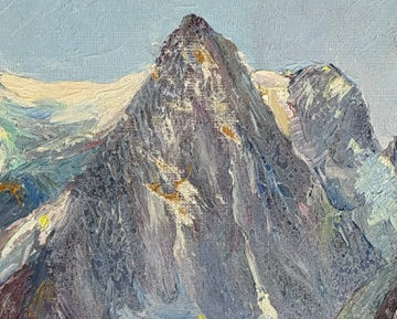Vintage Oil Painting of French Alps