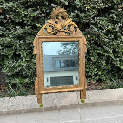 18th c. Hand-Carved Gilt Bridal Mirror (Dove Motif)