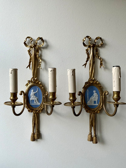 Pair of 19th c. Wedgwood Sconces
