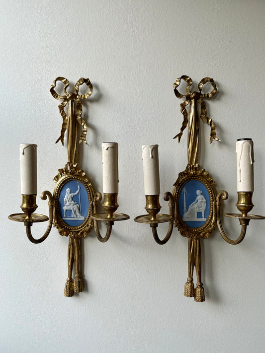 Pair of 19th c. Wedgwood Sconces