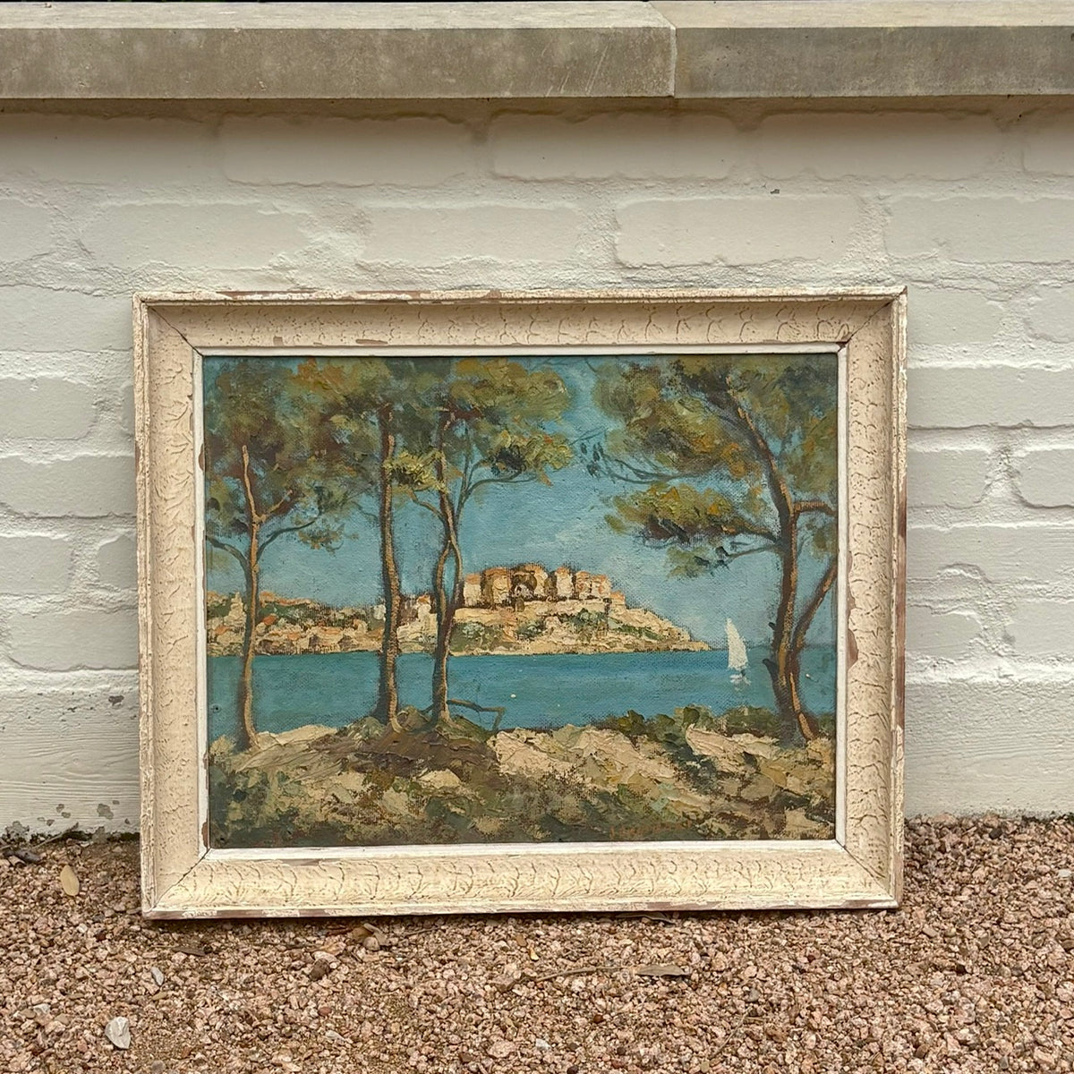 20th c. Oil Painting of Cannes, France