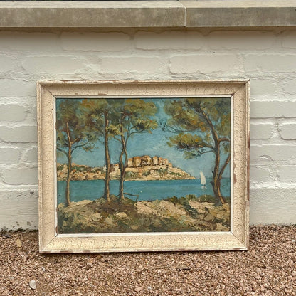 20th c. Oil Painting of Cannes, France