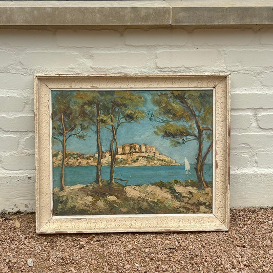 20th c. Oil Painting of Cannes, France