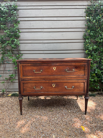 18th c. Walnut Two-Drawer Louis XVI Commode