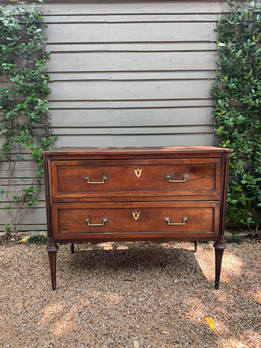 18th c. Walnut Two-Drawer Louis XVI Commode