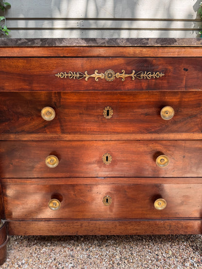19th c. French Empire Chest with Marble Top