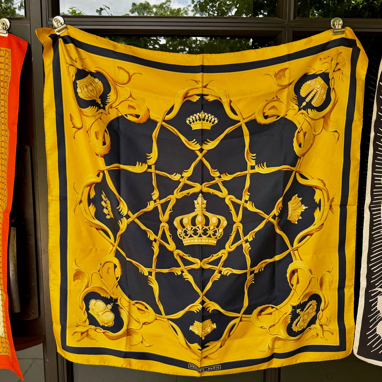 Vintage Hermes "Couronnes" (Crowns) Silk Scarf