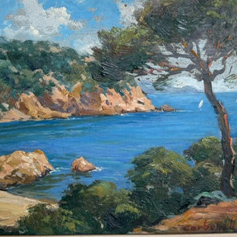 20th c. Oil Painting of Ramatuelle, France