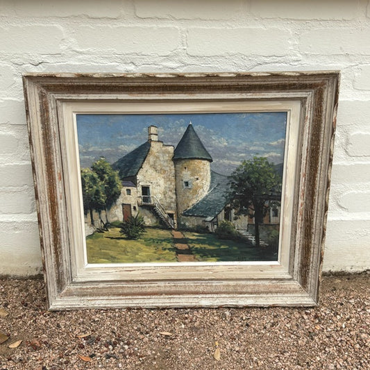 20th c. Oil Painting of Normandy Village