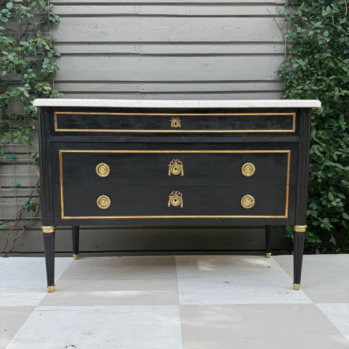 Black Louis XVI-Style Commode