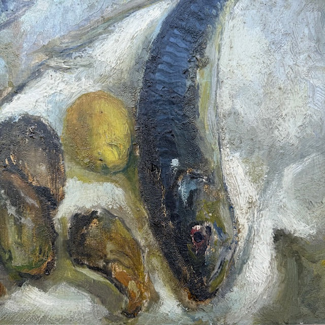 Framed Oil on Board, Provencal Sardines