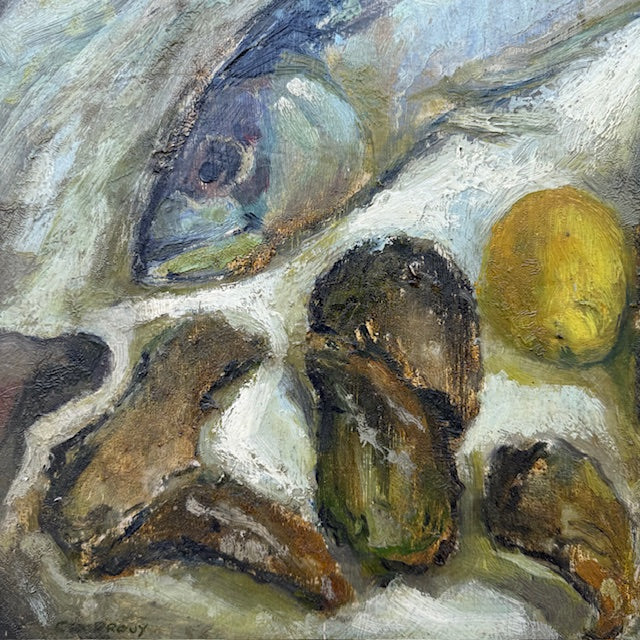 Framed Oil on Board, Provencal Sardines