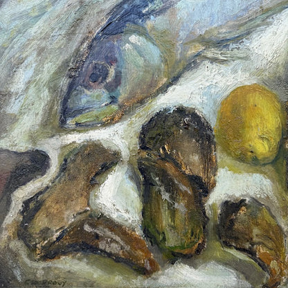 Framed Oil on Board, Provencal Sardines