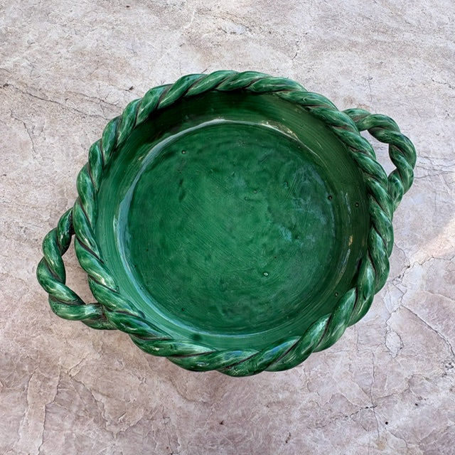 French Braided Ceramic Dish in Green