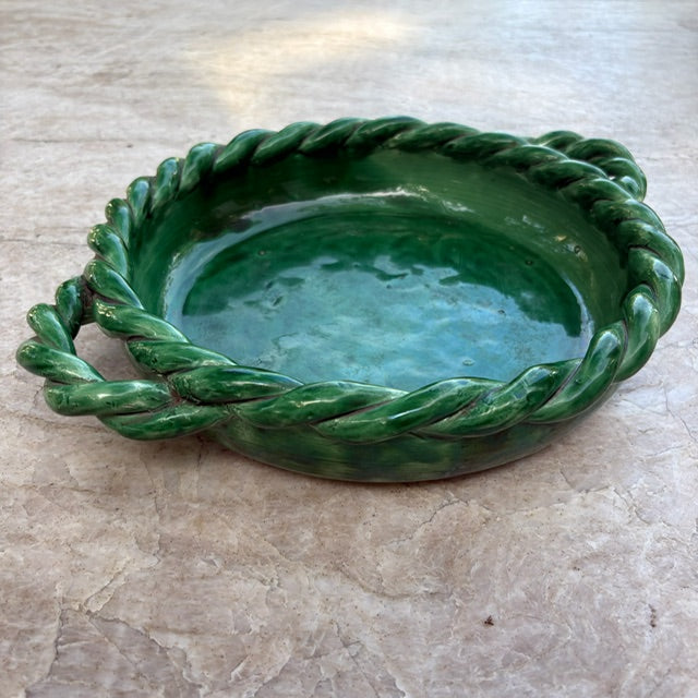French Braided Ceramic Dish in Green