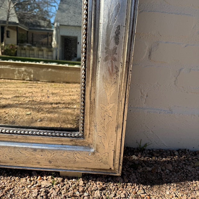 19th c. Large Louis Philippe Mirror, Silver