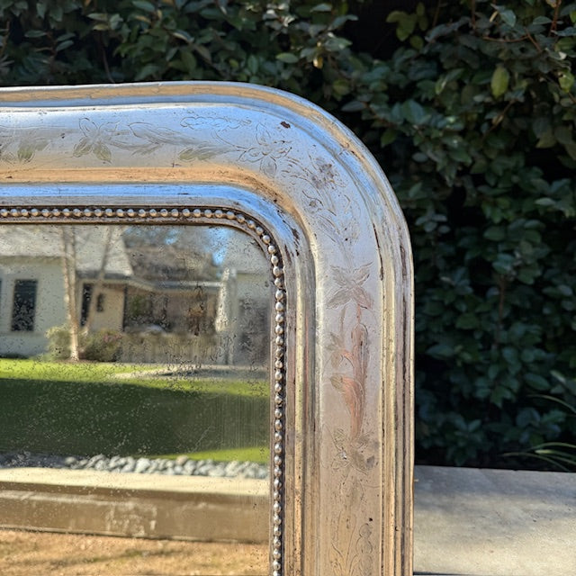 19th c. Large Louis Philippe Mirror, Silver