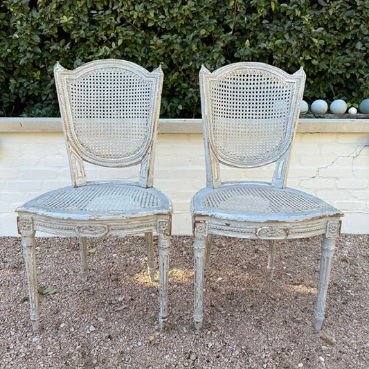 Pair of 19th c. French Louis XVI Chairs in Blue