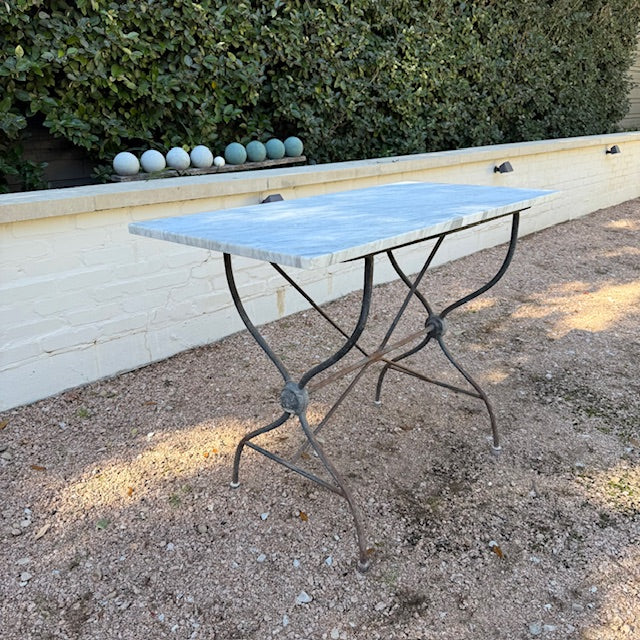 19th c. Bistro Table with White Marble Top