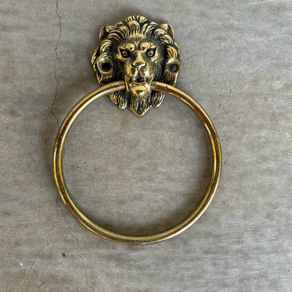 19th c. Brass Lion Towel Ring