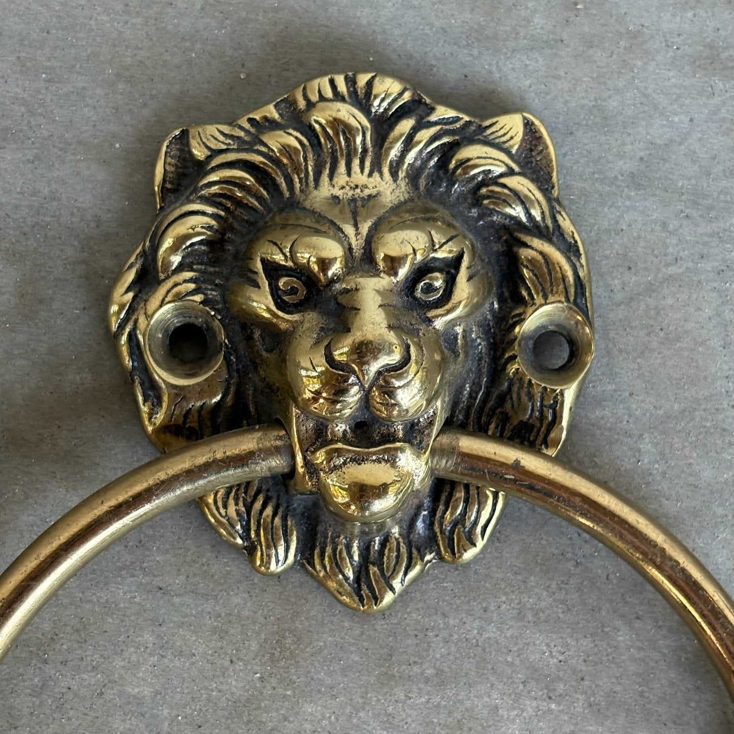 19th c. Brass Lion Towel Ring