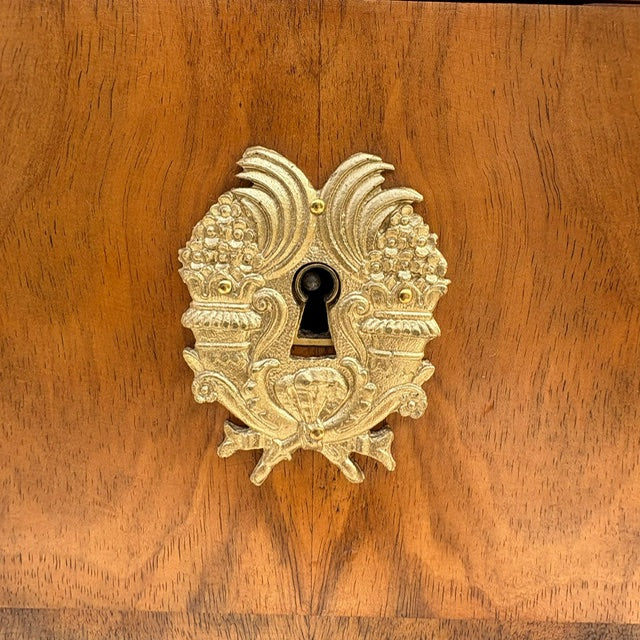 Narrow Burled Wood Louis Philippe Commode with Gold Hardware