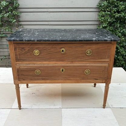Two-Drawer, 19th c. Louis XVI Commode with Gray Marble Top