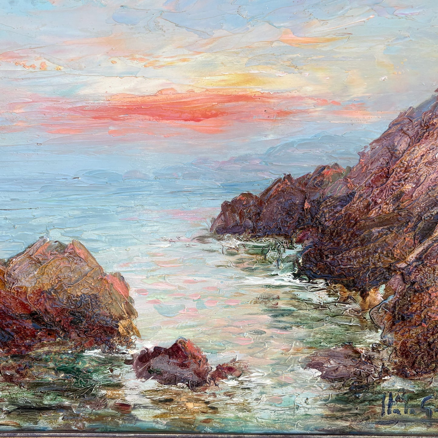 20th c. Framed Basque Seascape by Italo Giordani