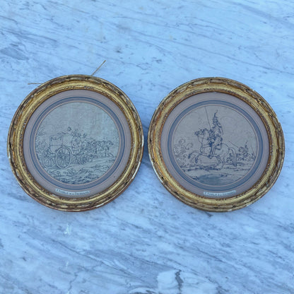 Pair of 19th c. Fashion Sketches by P Norblin de la Gourdaine (Small)