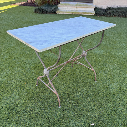 19th c. Bistro Table with White Marble Top