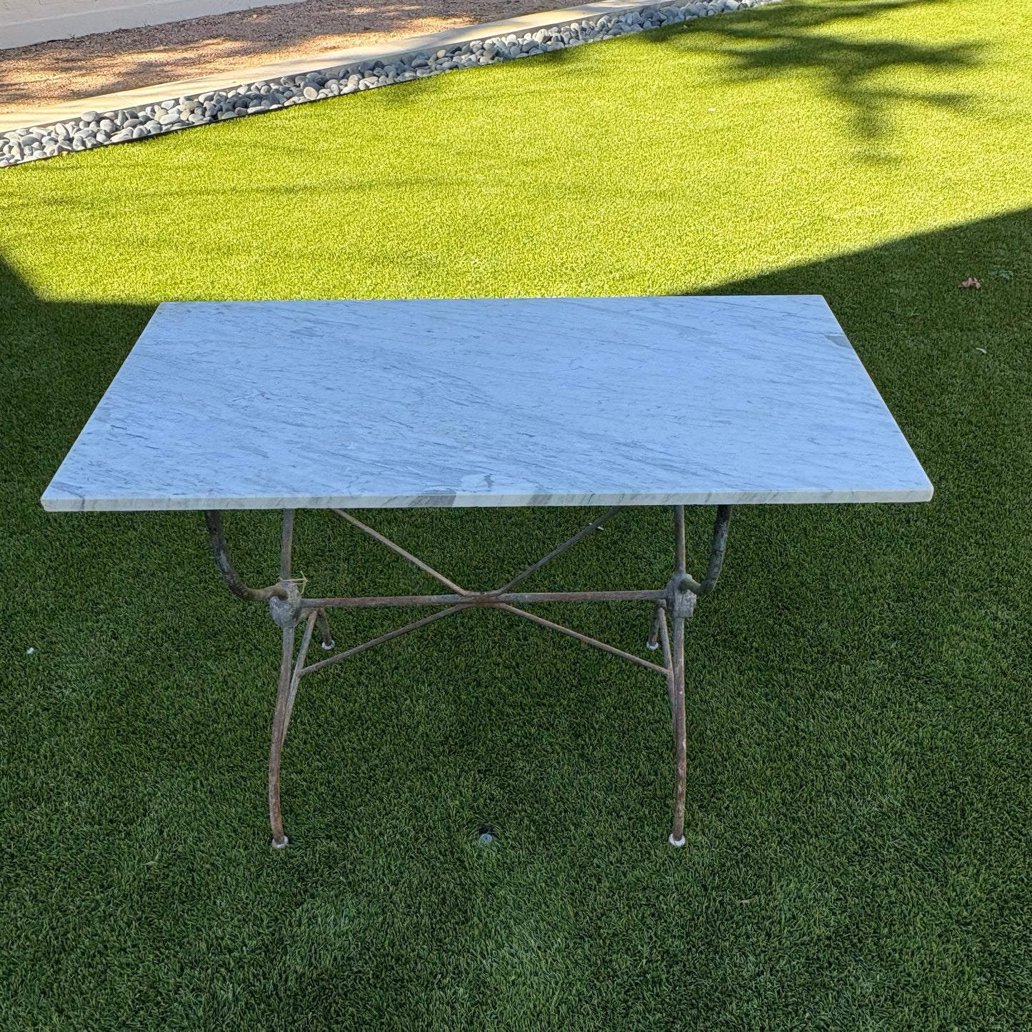 19th c. Bistro Table with White Marble Top