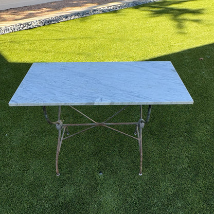 19th c. Bistro Table with White Marble Top