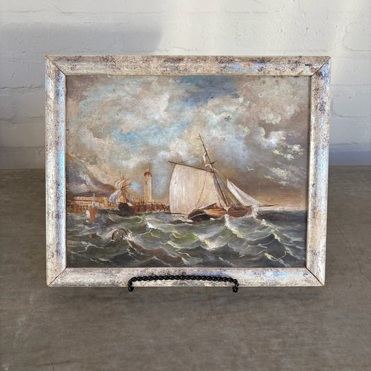 18th c. Italian Maritime, Oil on Copper