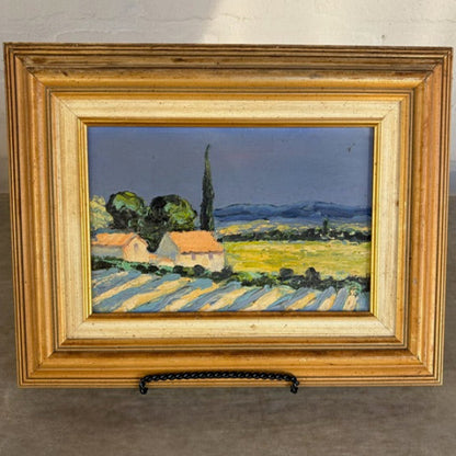 20th c. French Lavender Field Oil on Board