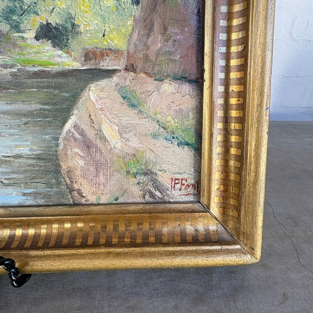Early 20th c. Cote d'Azur Seascape in Gold Frame