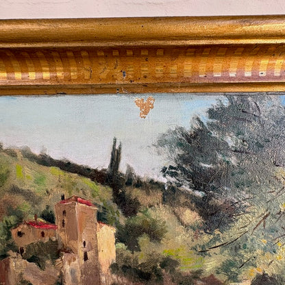 Early 20th c. Cote d'Azur Seascape in Gold Frame