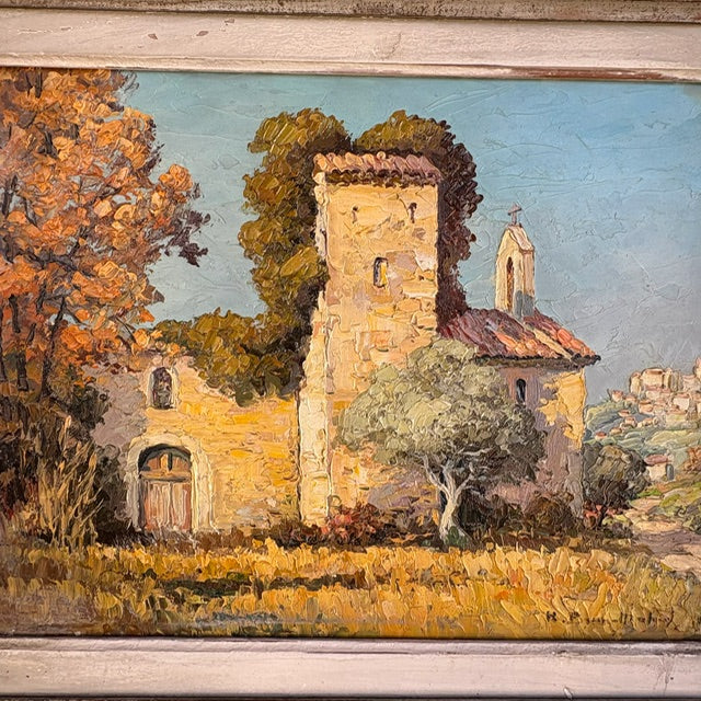 19th c. Provencal Church Painting in Montparnasse Frame