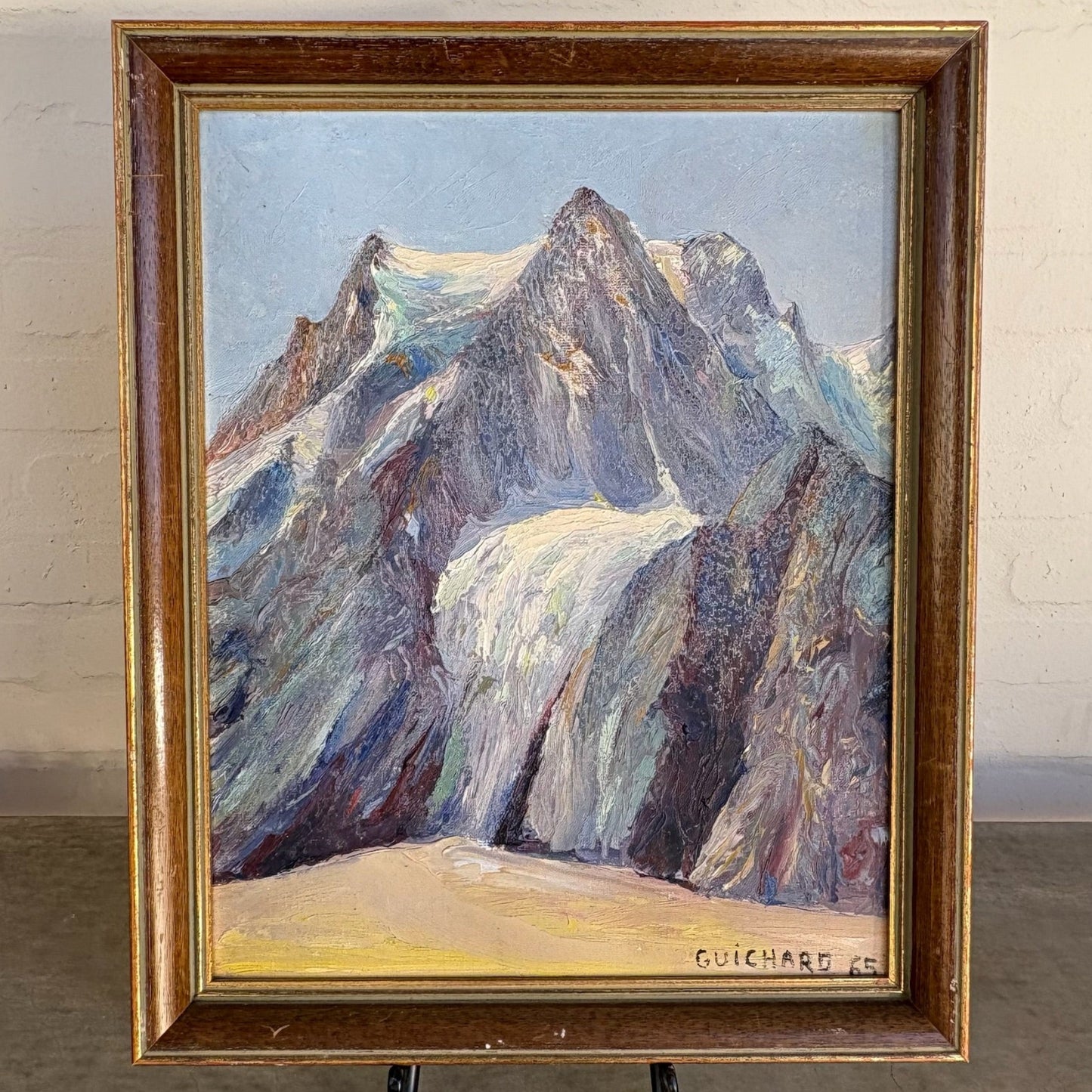 Vintage Oil Painting of French Alps