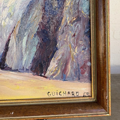 Vintage Oil Painting of French Alps